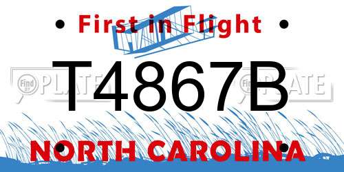 T4867B North Carolina License Plate