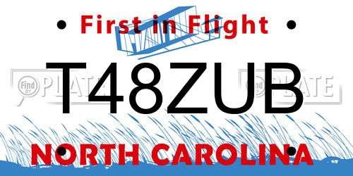 T48ZUB North Carolina License Plate