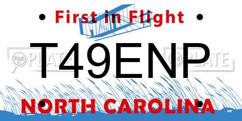 T49ENP North Carolina License Plate
