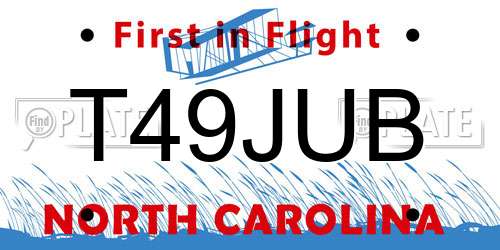 T49JUB North Carolina License Plate