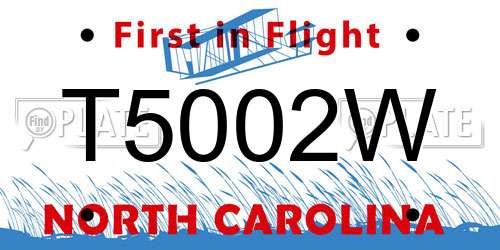 T5002W North Carolina License Plate
