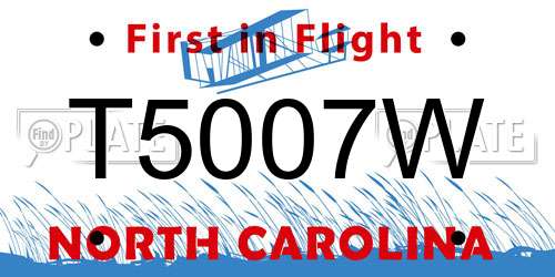 T5007W North Carolina License Plate