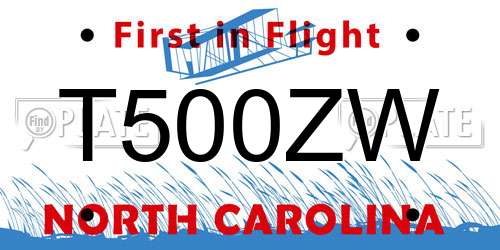 T500ZW North Carolina License Plate