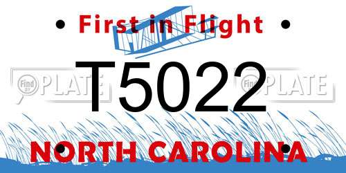 T5022 North Carolina License Plate