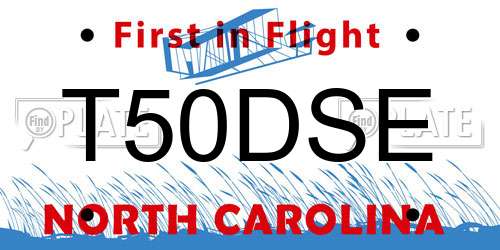 T50DSE North Carolina License Plate