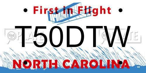 T50DTW North Carolina License Plate