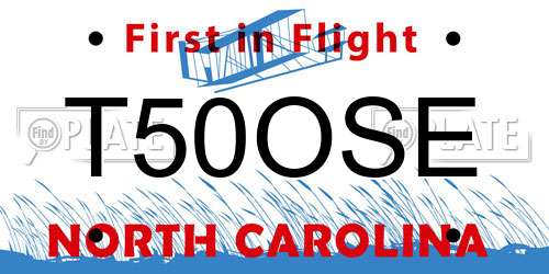 T50OSE North Carolina License Plate