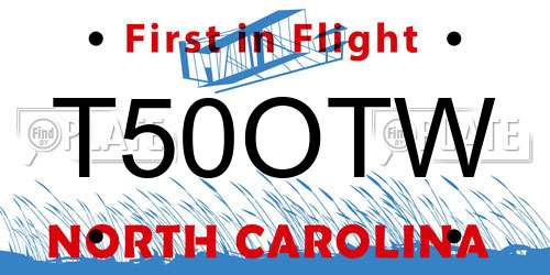 T50OTW North Carolina License Plate