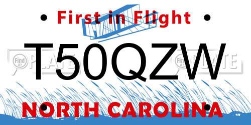 T50QZW North Carolina License Plate