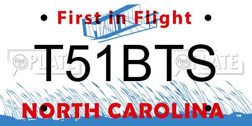 T51BTS North Carolina License Plate