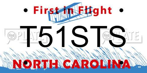 T51STS North Carolina License Plate