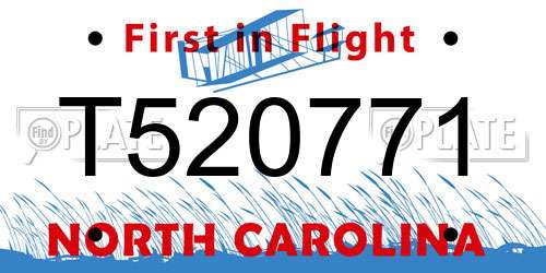 T520771 North Carolina License Plate