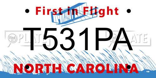 T531PA North Carolina License Plate