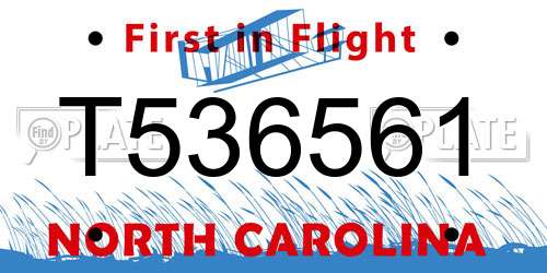 T536561 North Carolina License Plate