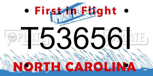 T53656I North Carolina License Plate