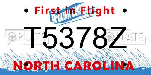 T5378Z North Carolina License Plate
