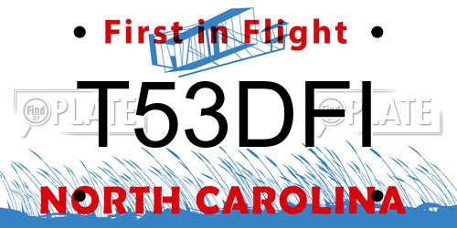T53DFI North Carolina License Plate