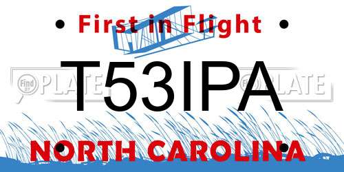 T53IPA North Carolina License Plate
