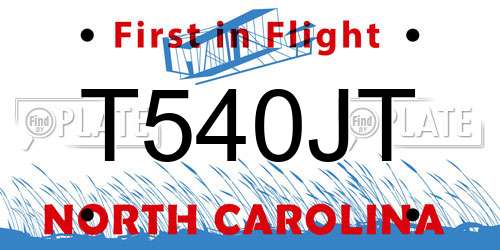 T540JT North Carolina License Plate