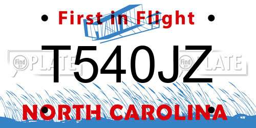T540JZ North Carolina License Plate
