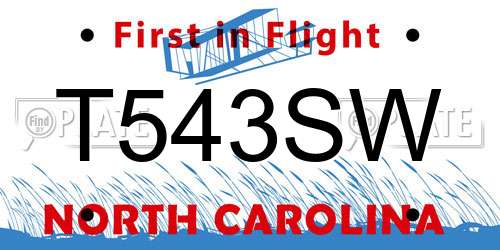 T543SW North Carolina License Plate