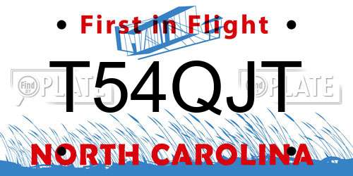 T54QJT North Carolina License Plate