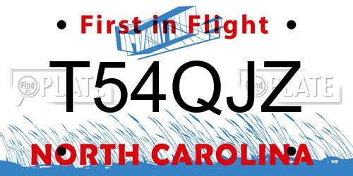 T54QJZ North Carolina License Plate