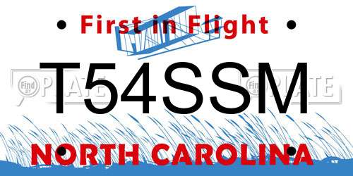 T54SSM North Carolina License Plate