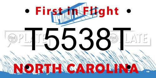 T5538T North Carolina License Plate
