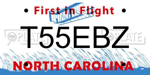 T55EBZ North Carolina License Plate