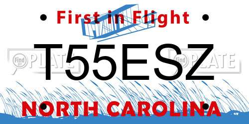 T55ESZ North Carolina License Plate