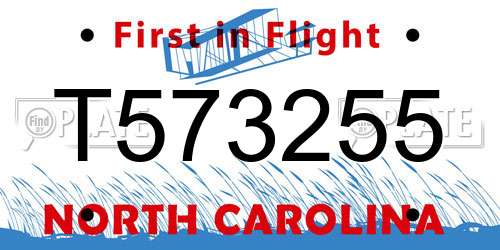 T573255 North Carolina License Plate
