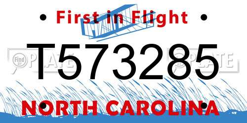T573285 North Carolina License Plate
