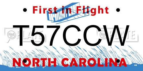 T57CCW North Carolina License Plate
