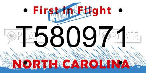 T580971 North Carolina License Plate
