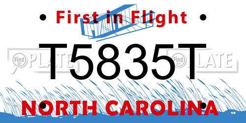 T5835T North Carolina License Plate