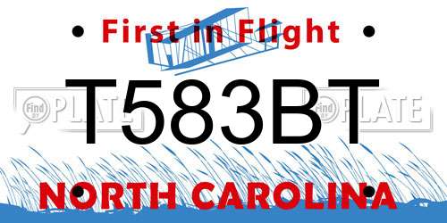 T583BT North Carolina License Plate