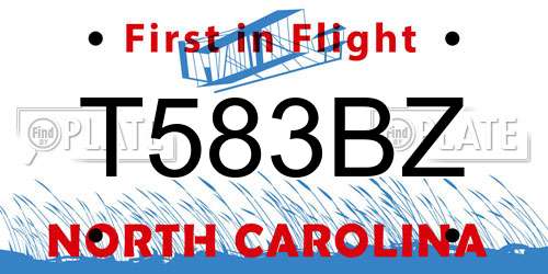 T583BZ North Carolina License Plate