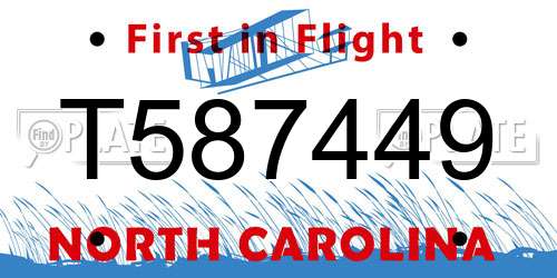 T587449 North Carolina License Plate