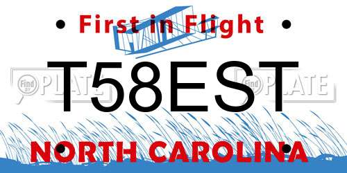 T58EST North Carolina License Plate