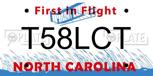 T58LCT North Carolina License Plate