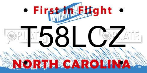 T58LCZ North Carolina License Plate