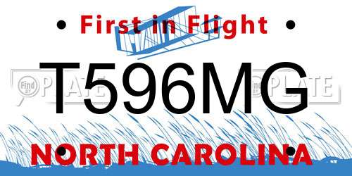 T596MG North Carolina License Plate