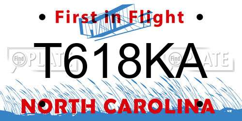 T618KA North Carolina License Plate