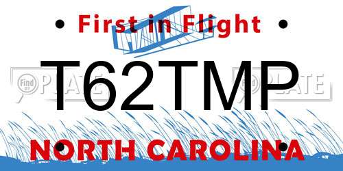 T62TMP North Carolina License Plate