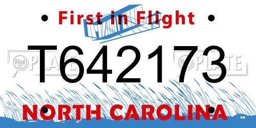 T642173 North Carolina License Plate
