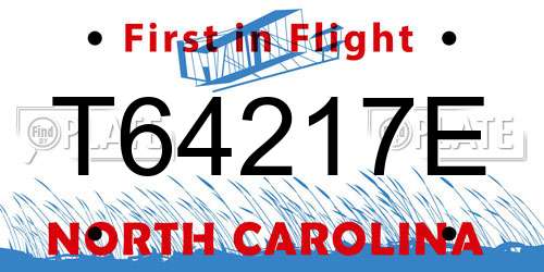 T64217E North Carolina License Plate