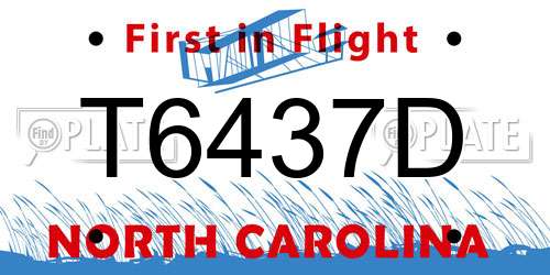 T6437D North Carolina License Plate