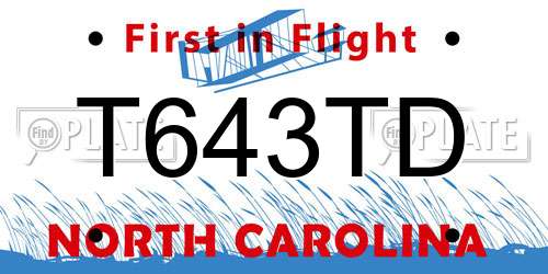 T643TD North Carolina License Plate