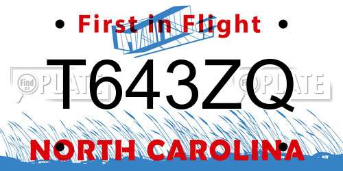 T643ZQ North Carolina License Plate
